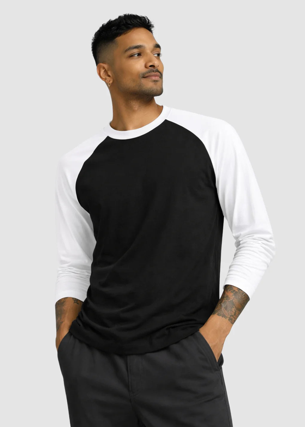 White Black Raglan T-Shirt