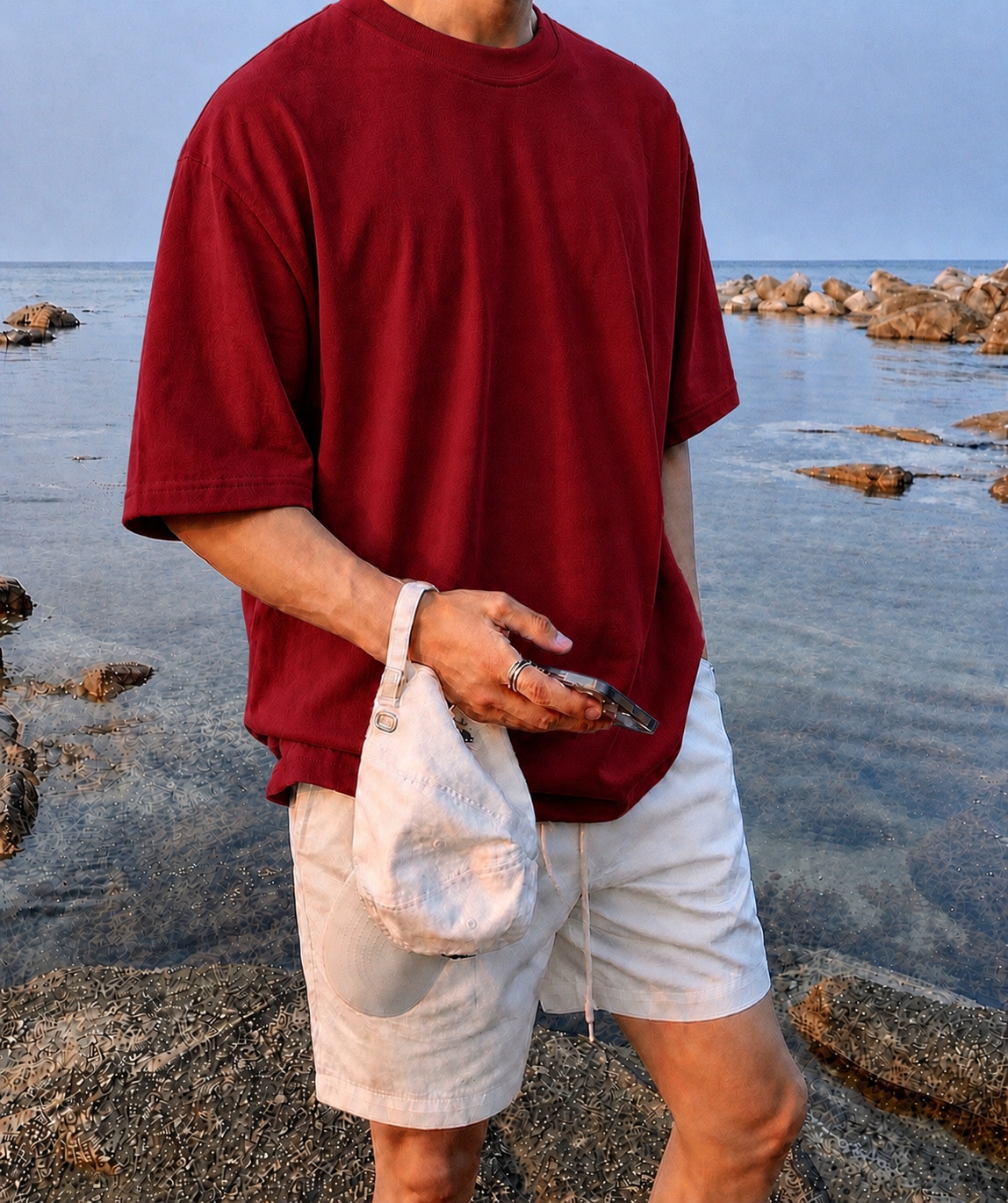 RED- Plain Project Oversized Cotton T-Shirt. (100% Cotton| 240 GSM | Breathable Fit)