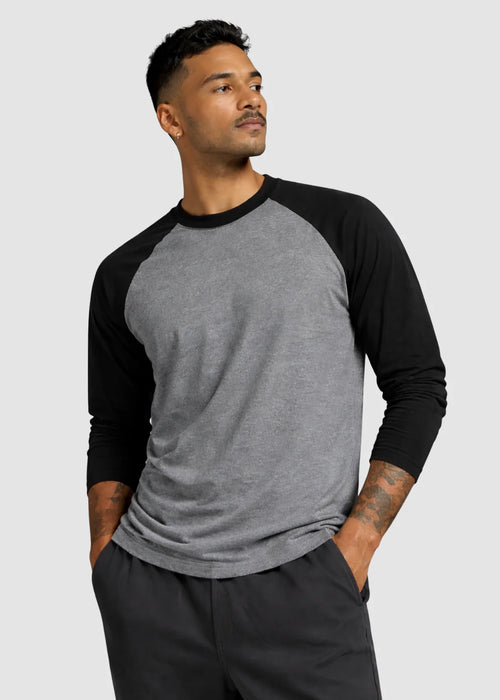 Black Charcoal Melange Raglan T-Shirt